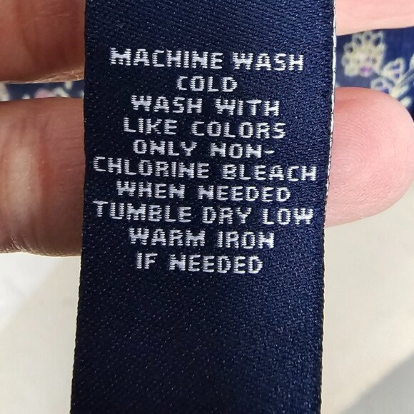 Chaps Blouse Blue Paisley Boho Cottage Peasant Casual Festival PM - Picture 11 of 12